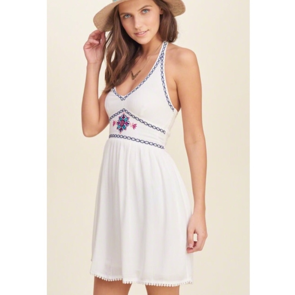 Embroidered Halter Sundress